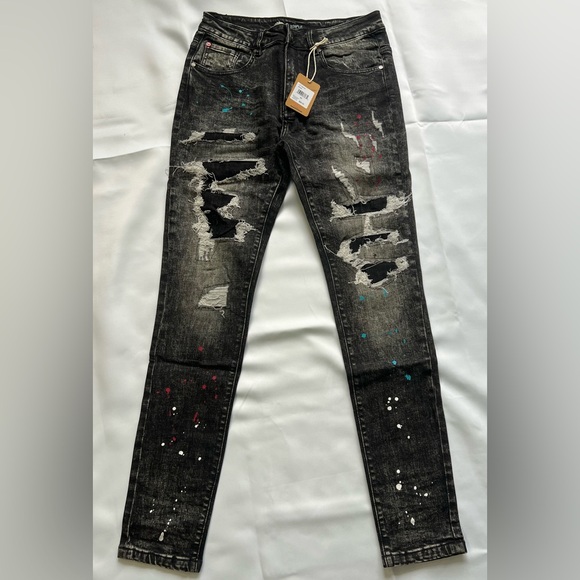 Staple Other - STAPLE PIGEON Distressed Paint Splatter Black Denim Jeans Men’s Size: 30